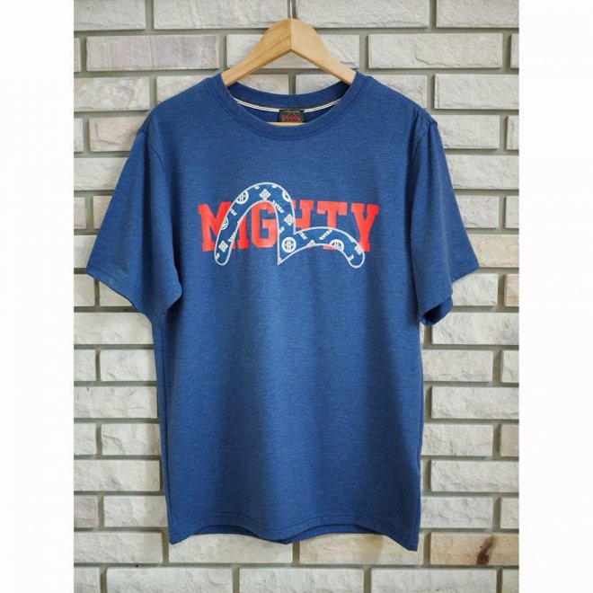 EVISU Denim Seagull Appliquéd T-shirt in Heather Blue