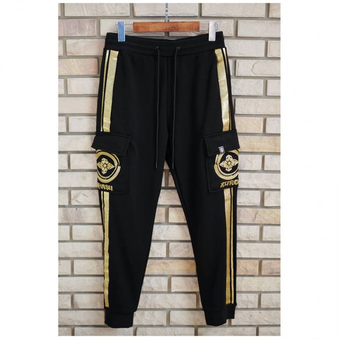 EVISU KURO KAMON EMBROIDERED CARGO