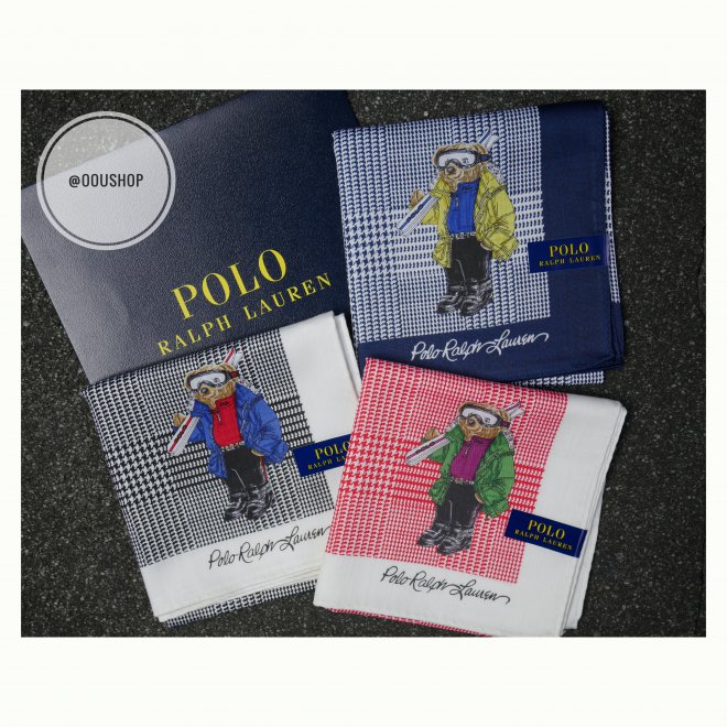 POLO RALPH LAUREN SKI BEAR HANDKERCHIEF POCKET SQUARE