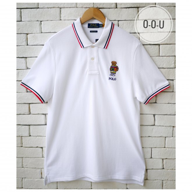 POLO RALPH LAUREN CUSTOM SLIM FIT POLO BEAR MESH POLO SHIRT