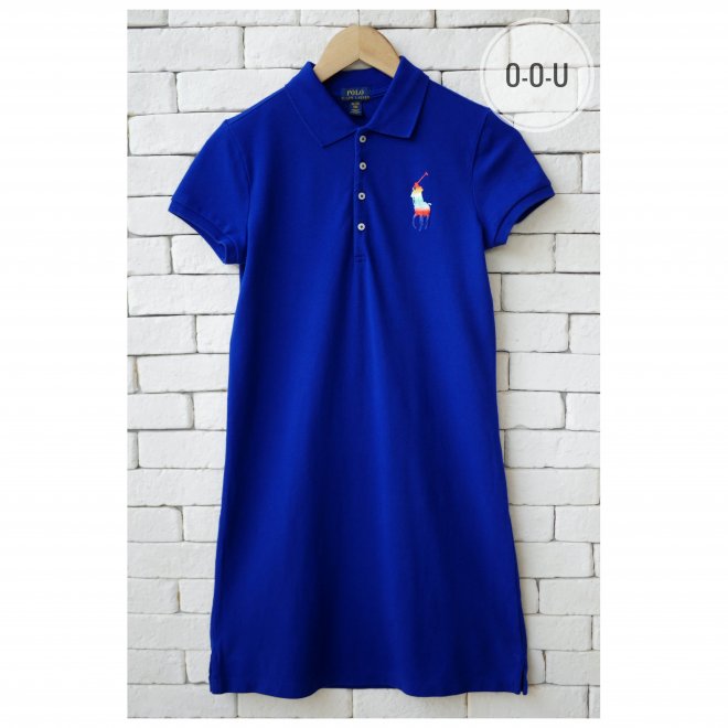 POLO RALPH LAUREN GIRLS BIG PONY COTTON MESH POLO DRESS
