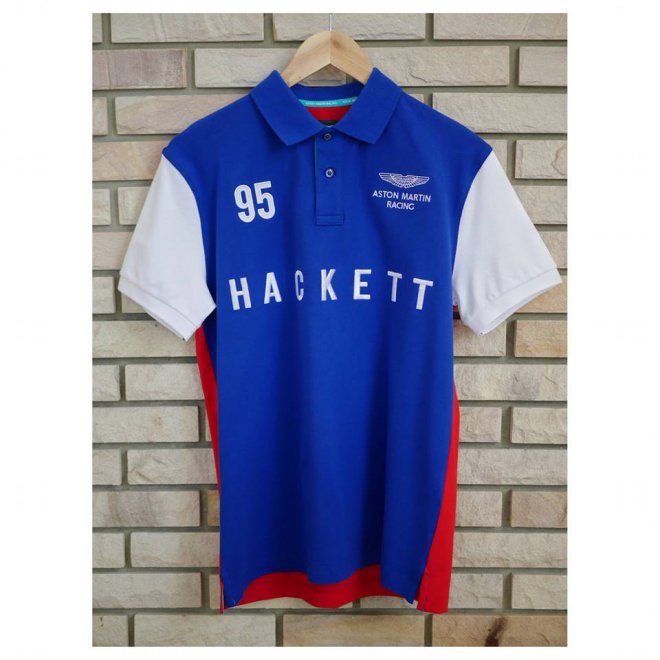 HACKETT ASTON MARTIN RACING Duo-tone cotton-blend short-sleeved polo shirt