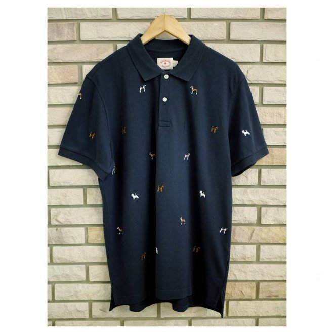 BROOKS BROTHERS COTTON PIQUE EMBROIDERED DOG POLO SHIRT