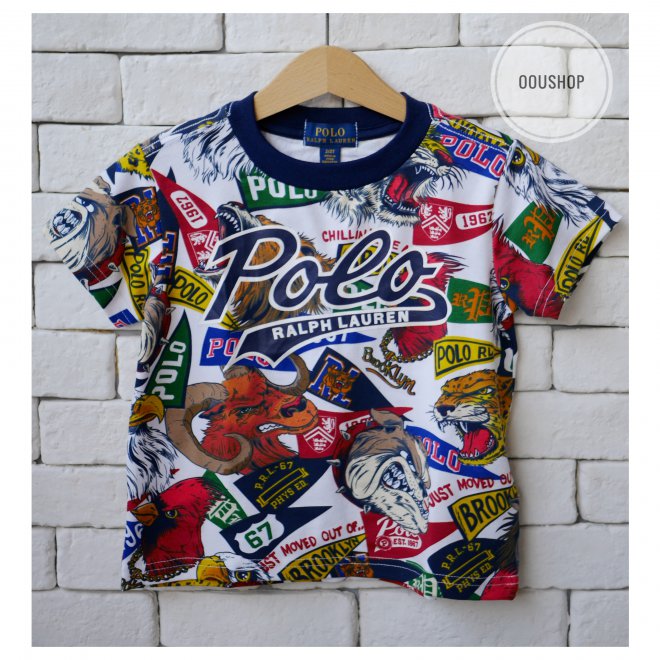 POLO RALPH LAUREN KIDS COTTON YALE 2 VARSITY  PENNANT T-SHIRT