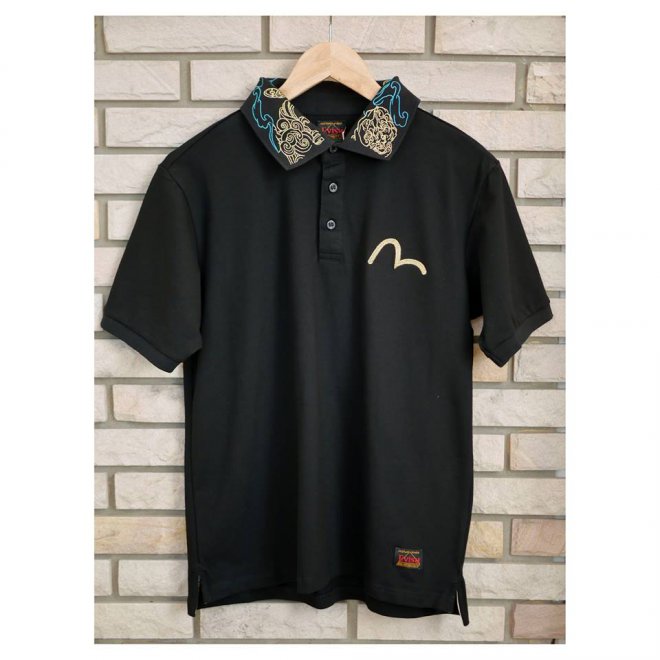 EVISU Polo Shirt with Kirin Metallic Embroidered Collar