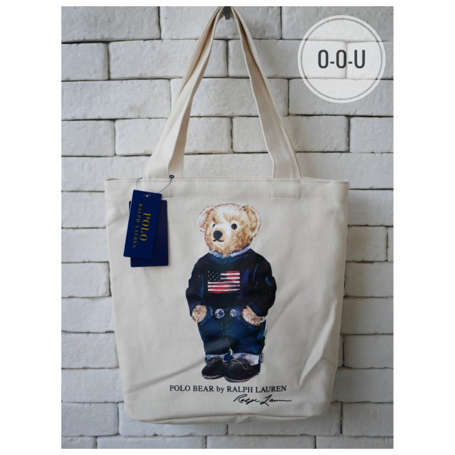 POLO RALPH LAUREN POLO BEAR COTTON CANVAS TOTE