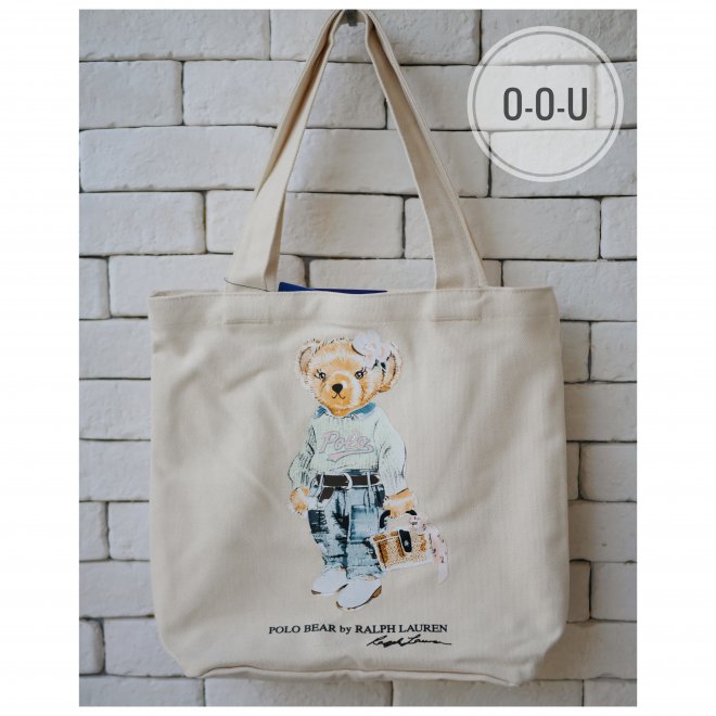 POLO RALPH LAUREN POLO BEAR COTTON CANVAS TOTE