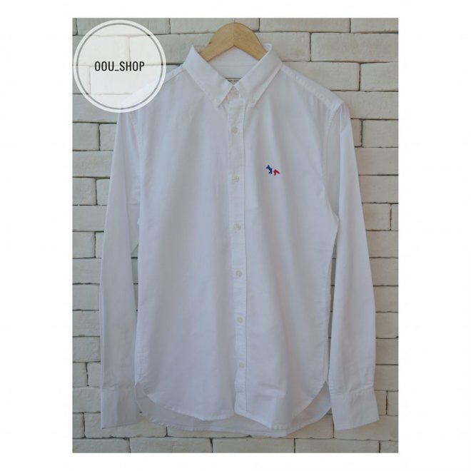 MAISON KITSUNE OXFORD TRICOLOR FOX PATCH CLASSIC SHIRT
