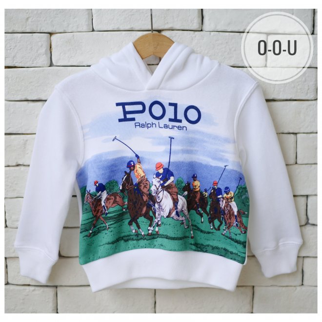 POLO RALPH LAUREN KIDS EQUESTRIAN-PRINT FLEECE HOODIE