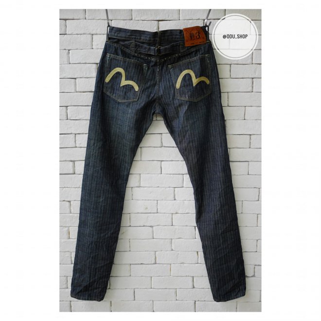 EVISU SLIM-FIT DENIM JEANS WITH SEAGULL EMBROIDERY