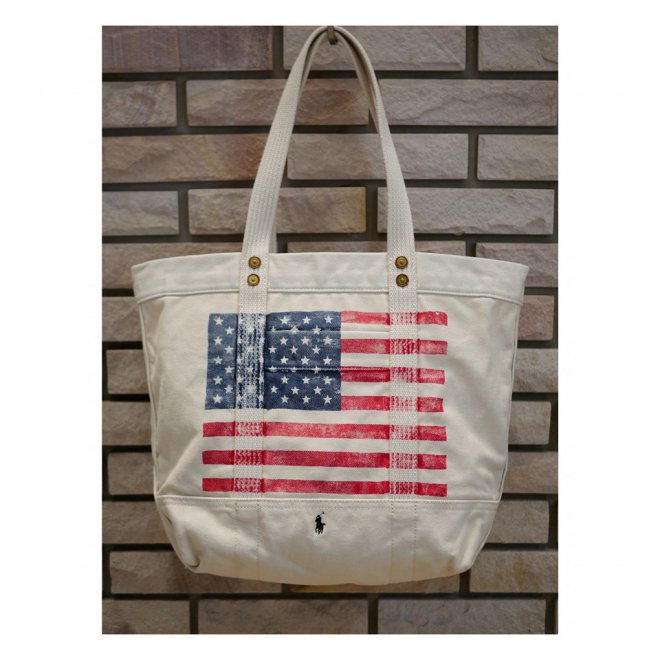 POLO RALPH LAUREN DISTRESSED FLAG CANVAS TOTE