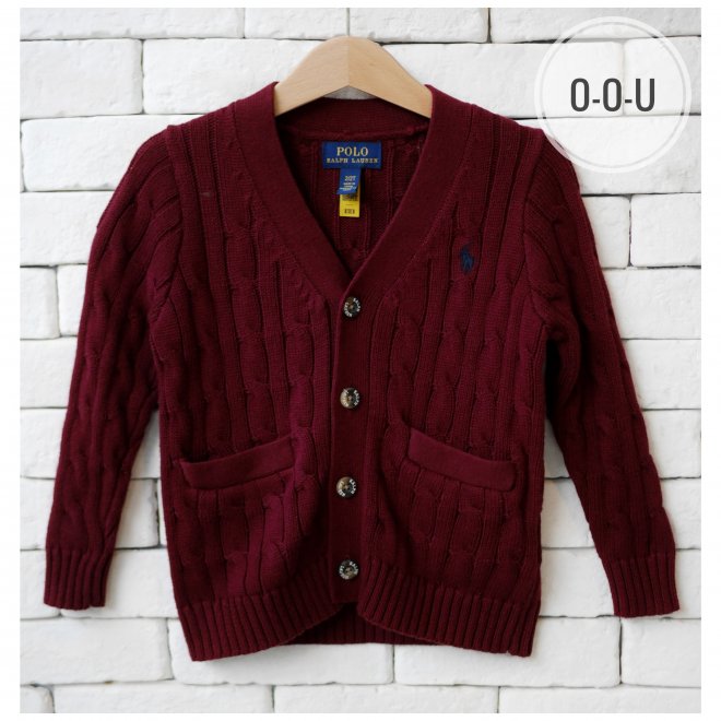 POLO RALPH LAUREN KIDS CABLE-KNIT COTTON V-NECK CARDIGAN