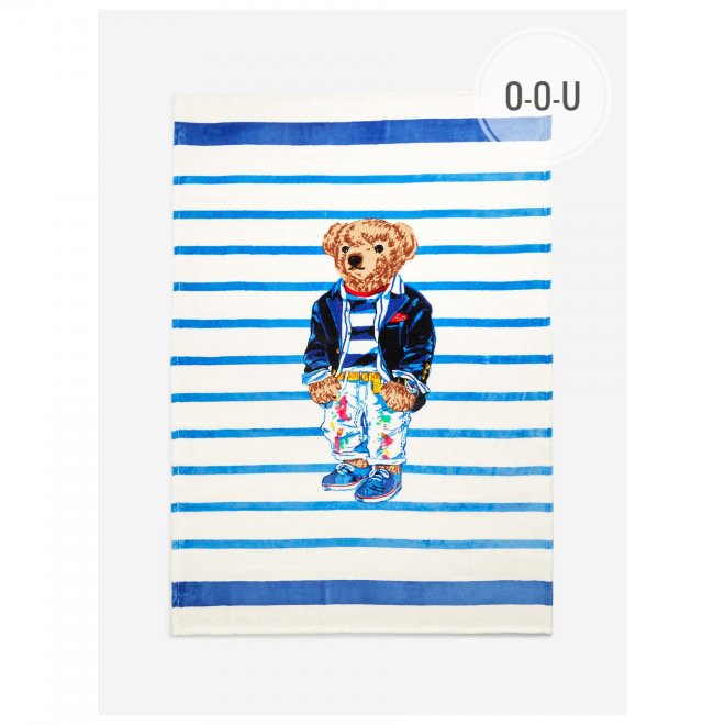 POLO RALPH LAUREN POLO BEAR STRIPED THROW BLANKET
