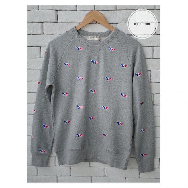 MAISON KITSUNE ALL-OVER TRICOLOR FOX EMBROIDERY WOMEN SWEATSHIRT
