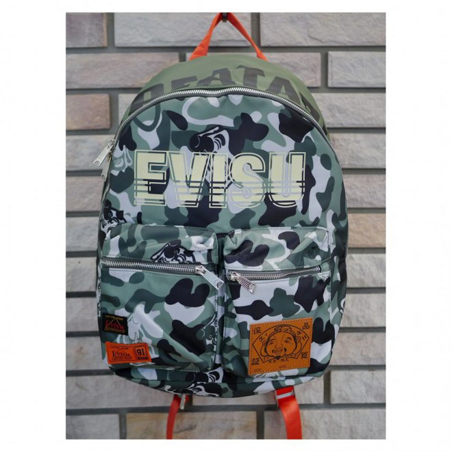 EVISU ALLOVER GODHEAD CAMOUFLAGE PRINTED BACKPACK