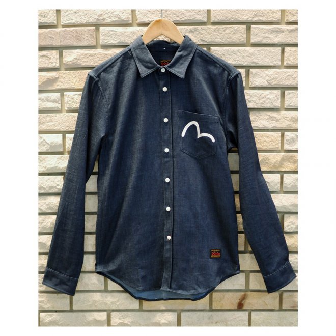 EVISU DENIM SHIRT WITH DARUMA PRINTED PATCH