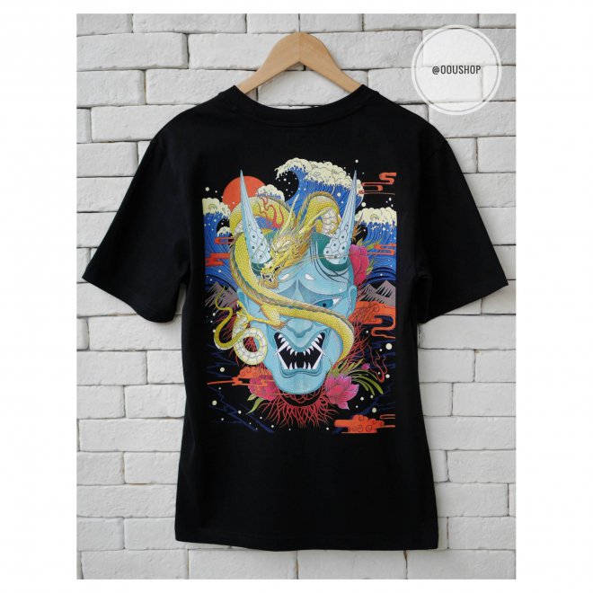 EVISU HANNYA AND DRAGON PRINT T-SHIRT