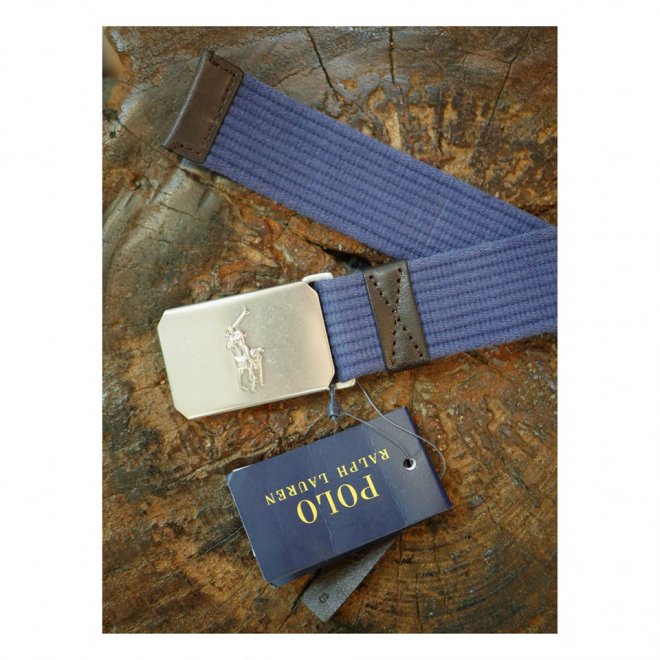 POLO RALPH LAUREN WEBBED BELT IN WASH NAVY