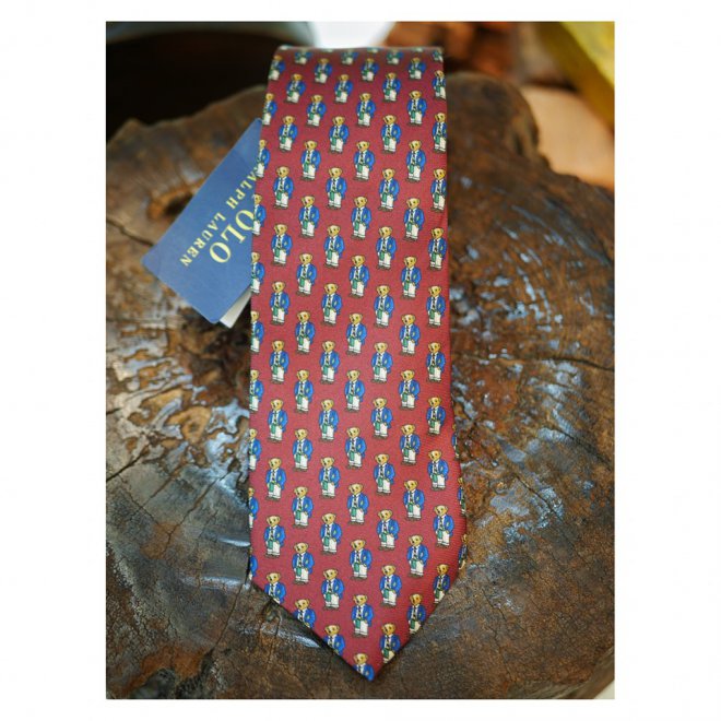 POLO RALPH LAUREN BEAR SILK NARROW TIE