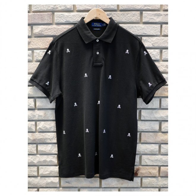POLO RALPH LAUREN CUSTOM SLIM FIT EMBROIDERED SKULL POLO SHIRT