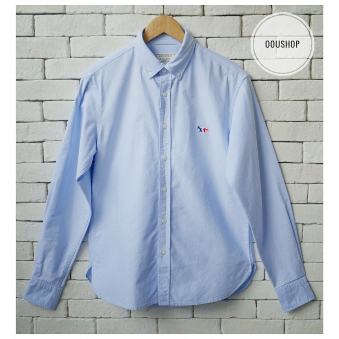 MAISON KITSUNE OXFORD TRICOLOR FOX PATCH CLASSIC SHIRT